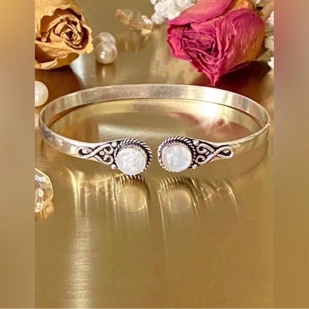 4 Adjustable Bangles Moonstone, Amethyst, Turquoi… - image 6